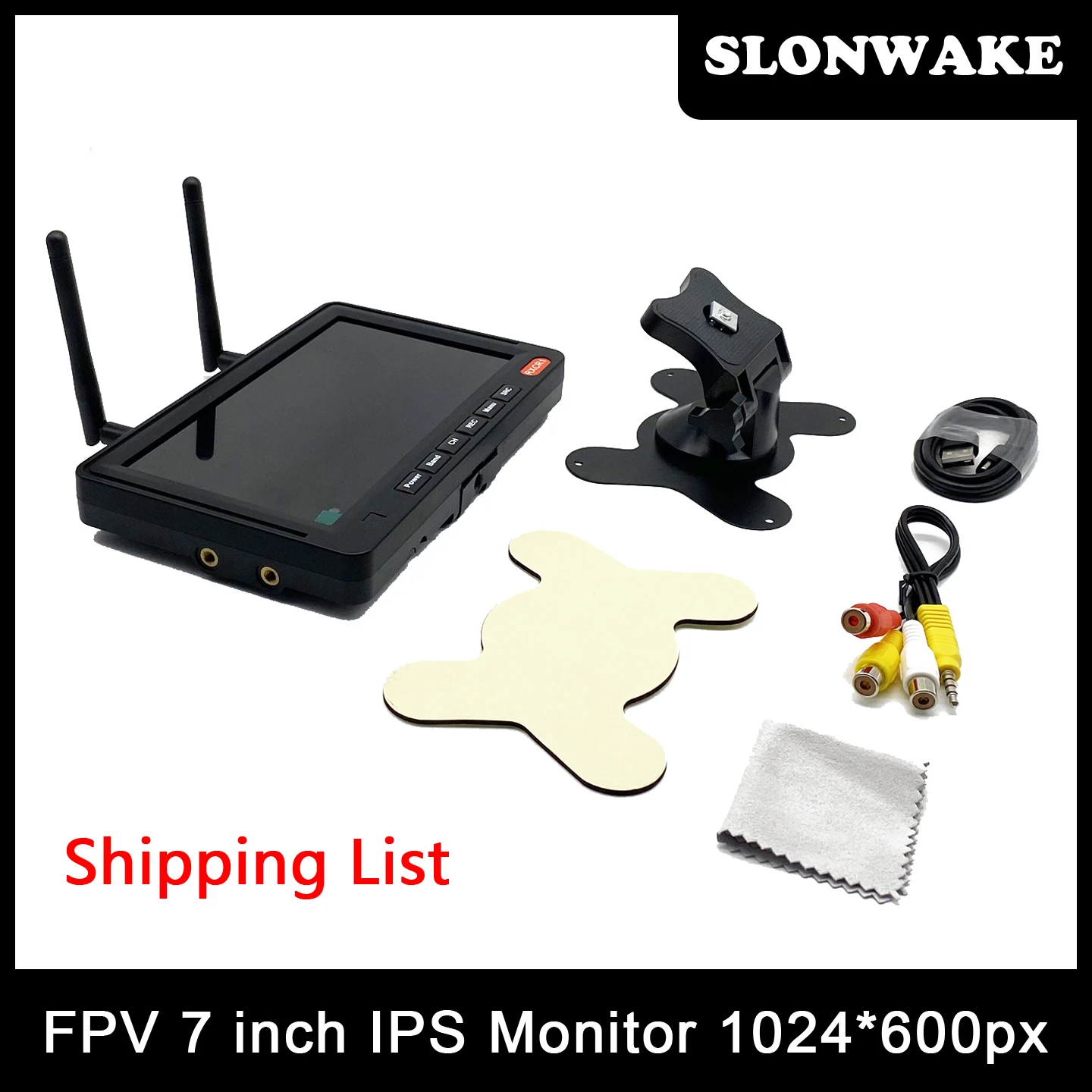 RXCR1 7" Zoll FPV-Monitor 1024*600px 600cd/m2 5,8G 56CH Diversity Receiver LCD-Bildschirm eingebauter 3,7V