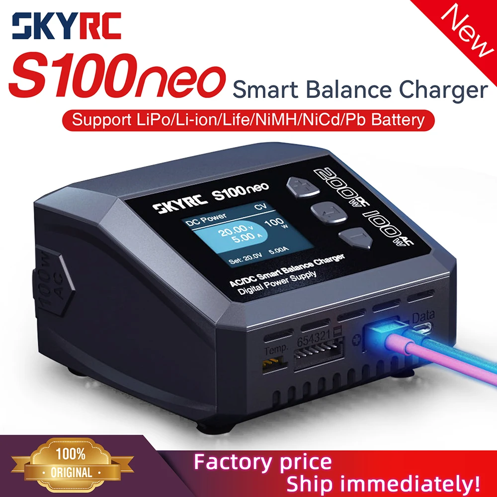 SkyRC S100neo Balancer-Ladegerät AC100W DC200W 12A Smart LiPo Akku RC-Ladegerät Entlader
