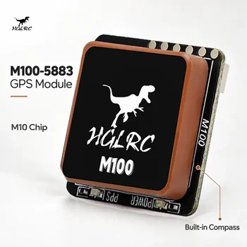 HGLRC M100-5883 M10 GPS-Modul mit Kompass, Keramikantenne und integrierten LED-Anzeigen, 21x21mm