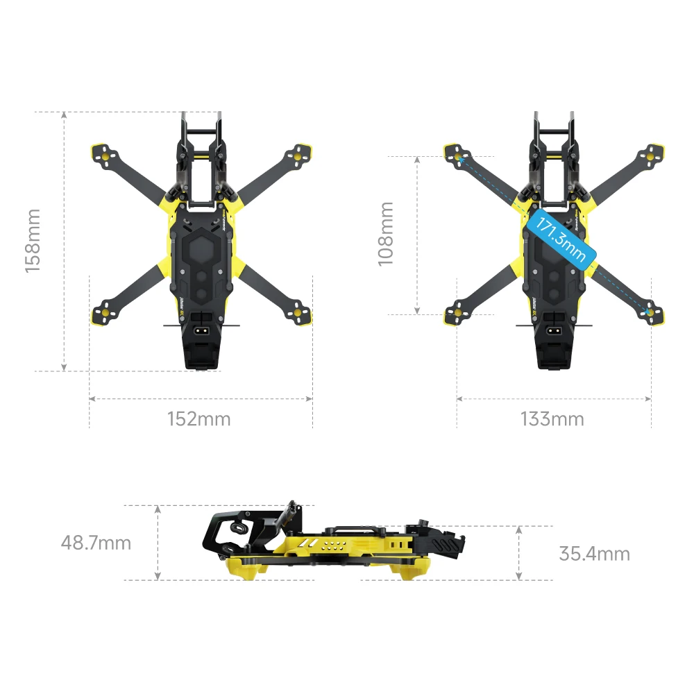 SpeedyBee Master3X 3-3,6 Zoll FPV Drone Rahmen Modular Carbon Fiber – Bild 5