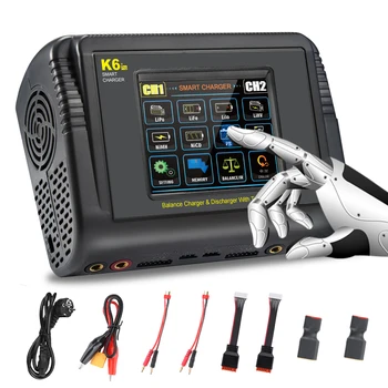 HTRC K6 Pro Lipo Ladegerät Touch DC 400W AC 200W 12Ax2 RC Ladegerät Entlader Für LiPo LiHV LiFe Lilon NiCd