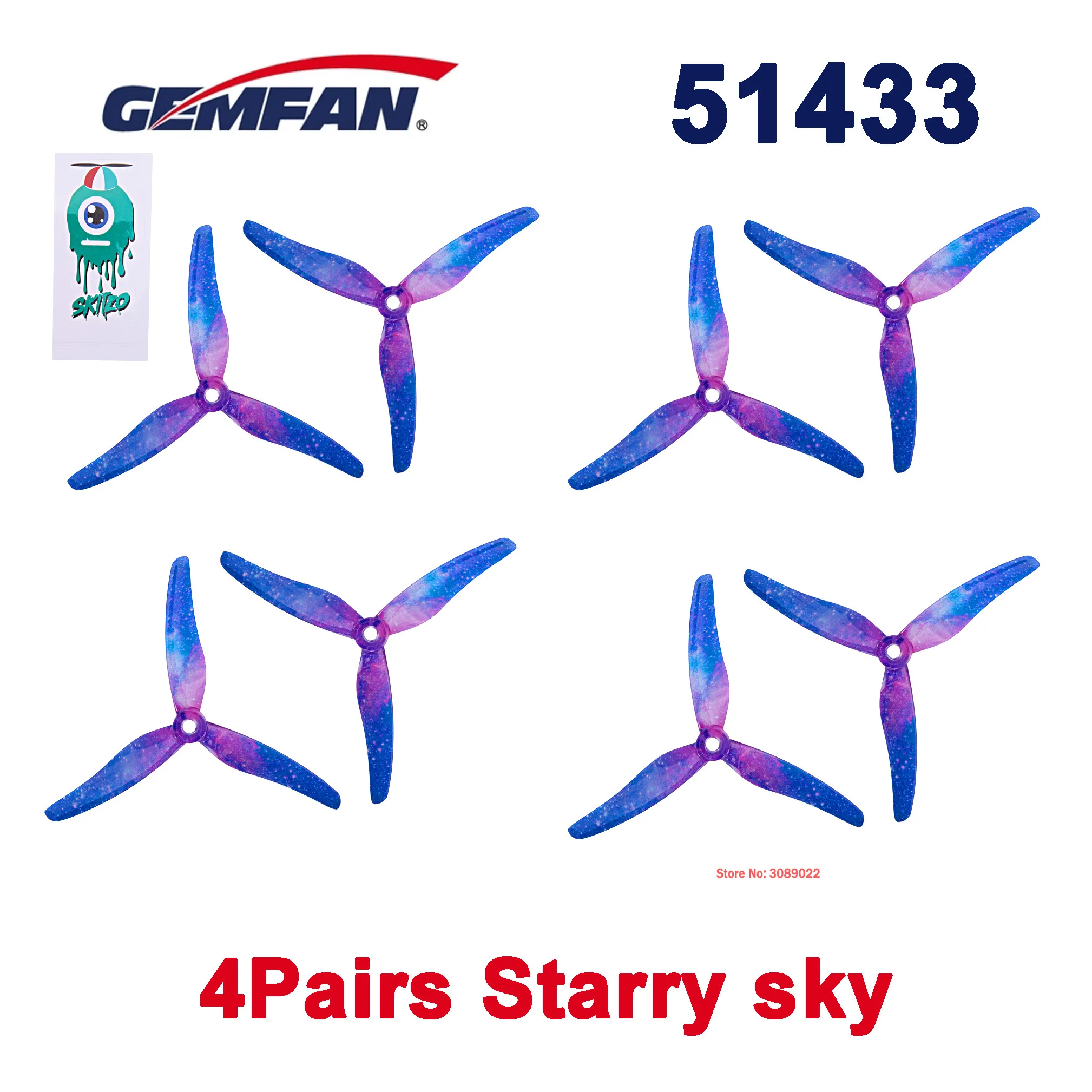 4 Paar Gemfan 51433 5043 5 Zoll 3 Blatt Sternenhimmel Propeller Bürstenloser Motor Requisiten FPV (8 Stück)