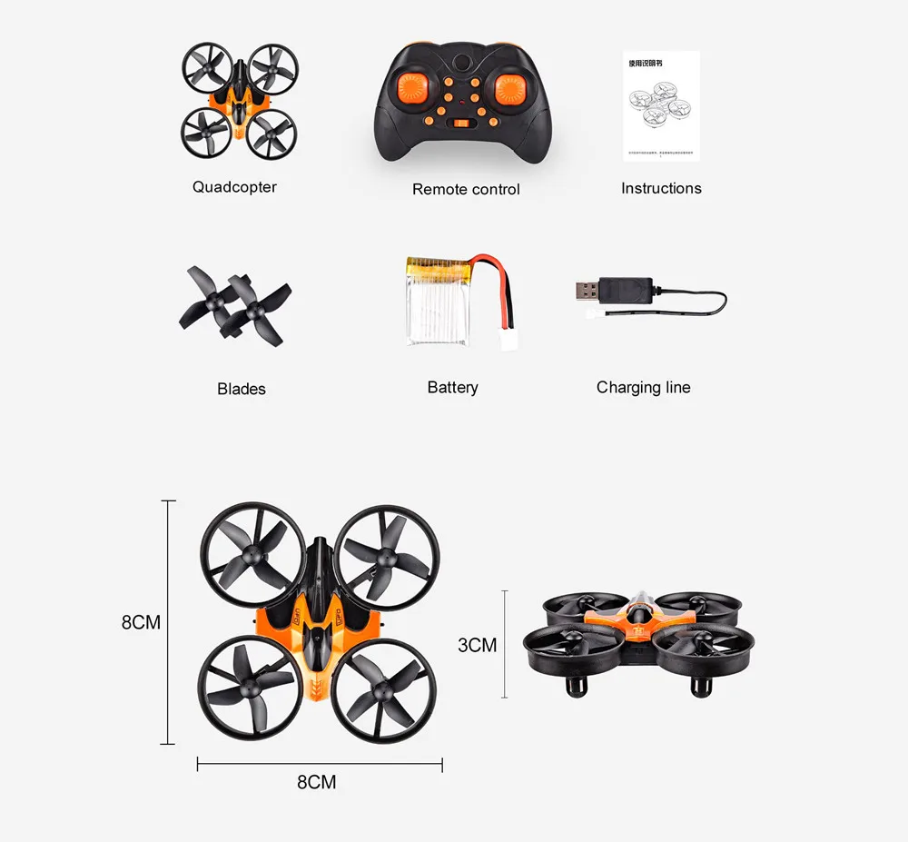 Mini-RC-Drohne mit Headless-Modus, 2,4G-Fernbedienung, Höhenhaltung – Bild 6