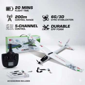 XK A800 RC Flugzeug 5CH 3D/6G System Starrflügler, 2,4G Ferngesteuertes Flugzeug aus EPP-Schaum, 20 Minuten