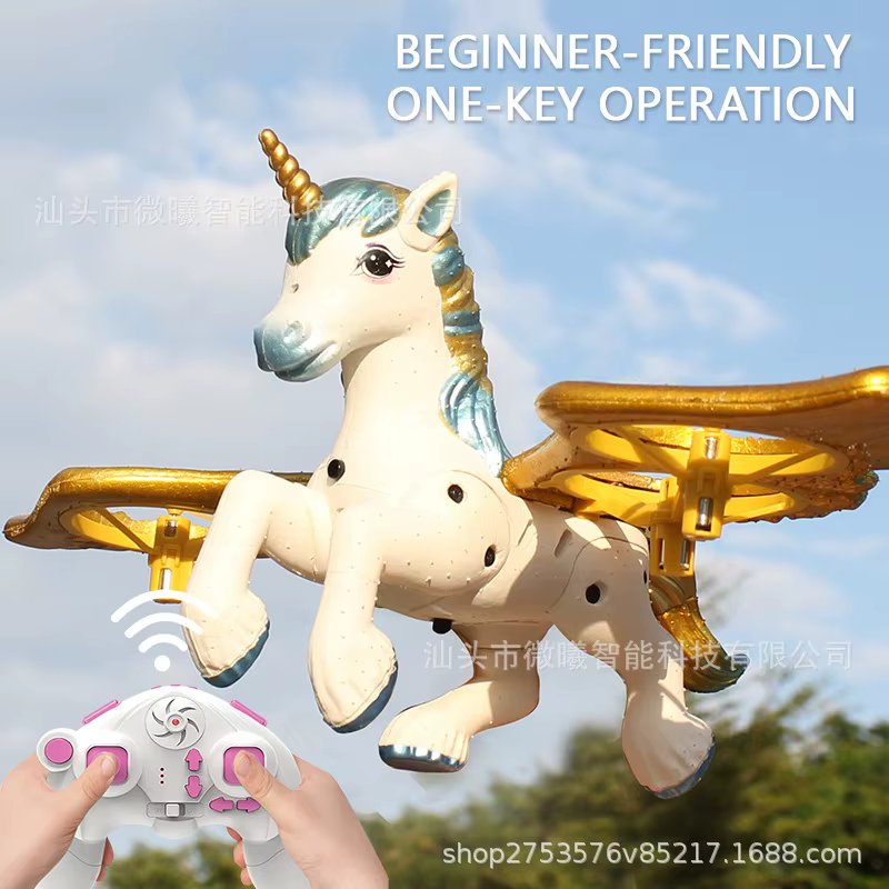Einhorn-förmige RC-Drohne mit Ein-Tasten-Start und -Landung, Stunt-Funktionen, Anfänger-Flugzeug-Spielzeug