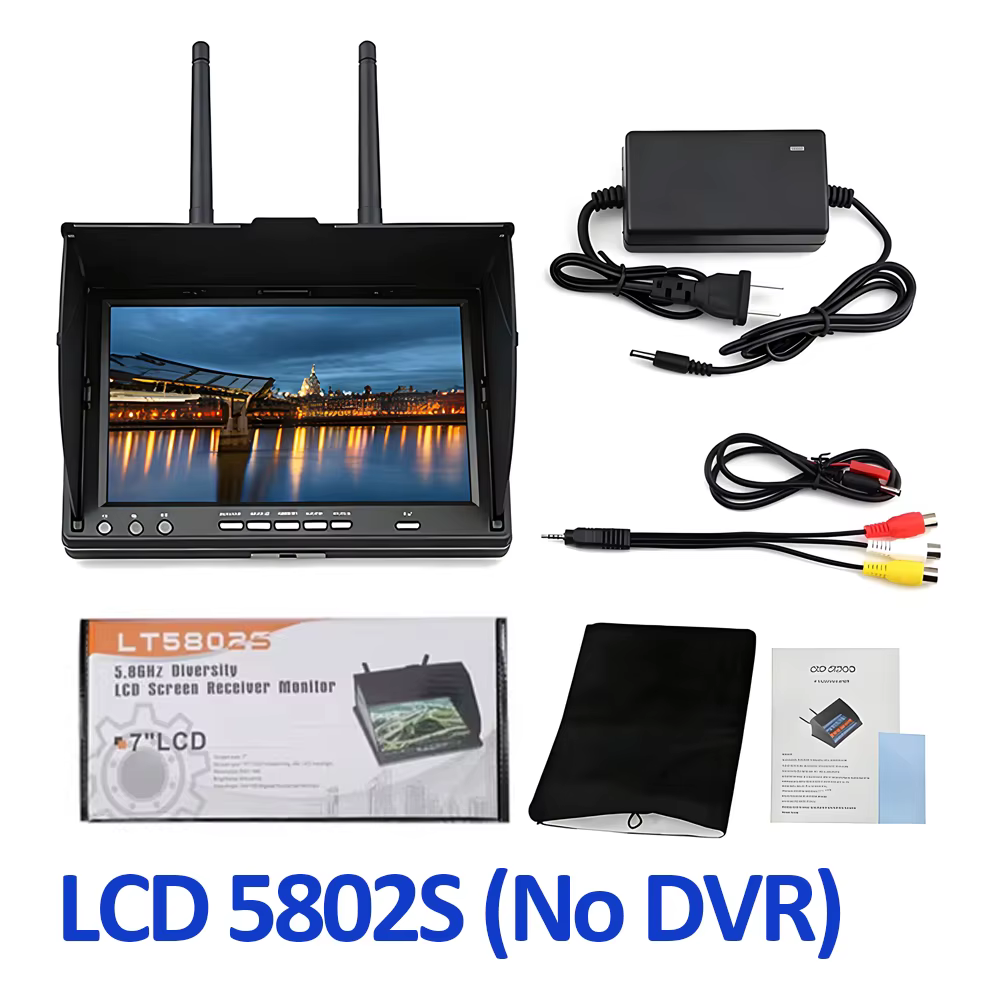 LCD5802D LCD5802S 5802 5,8G 40CH 7 Zoll Raceband FPV Monitor 800x480 mit DVR, eingebautem Akku