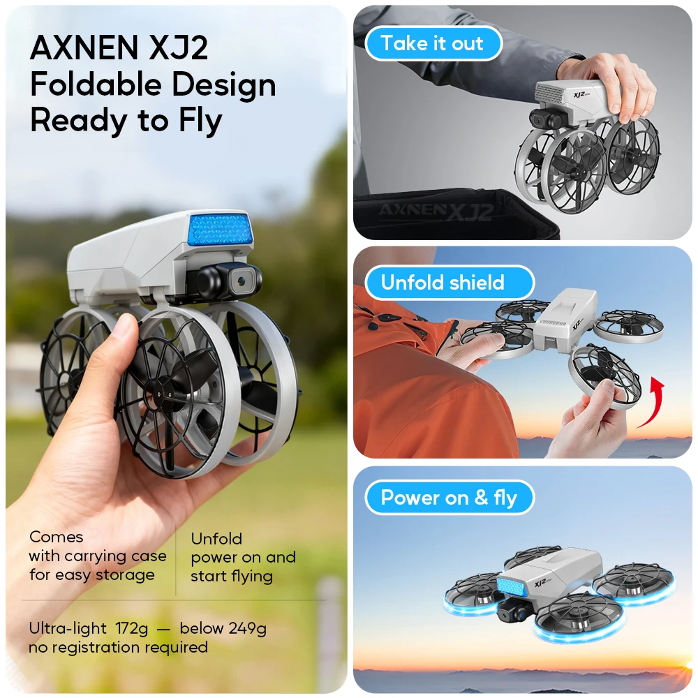 AXNEN XJ2 Mini Drohne mit Kamera, Faltbarer Brushless RC Quadrocopter – Bild 3