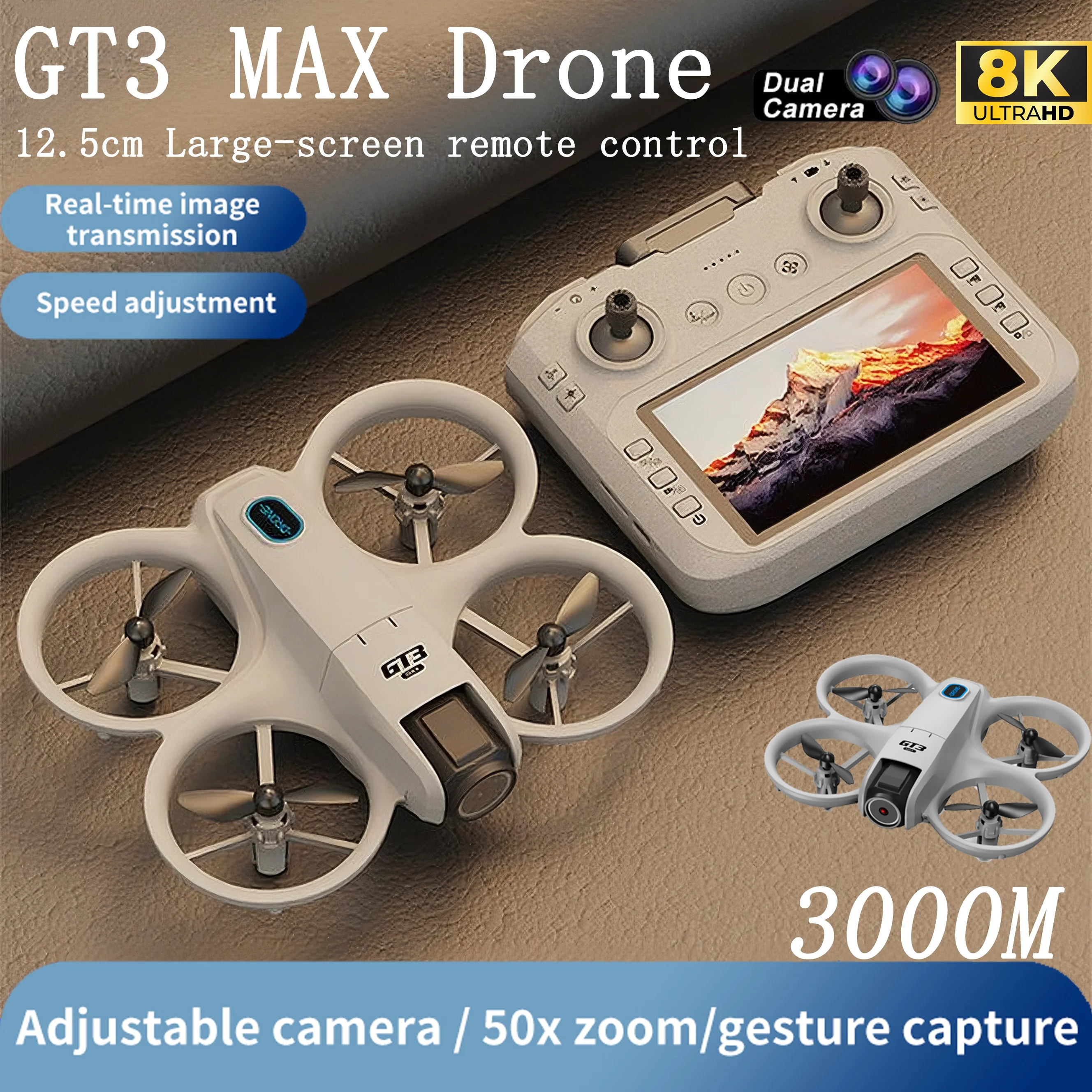 GT3 MAX Mini Drohne 5G GPS Professionelle HD Luftaufnahmen Dynamische Beleuchtung Fernbedienung Flugzeug
