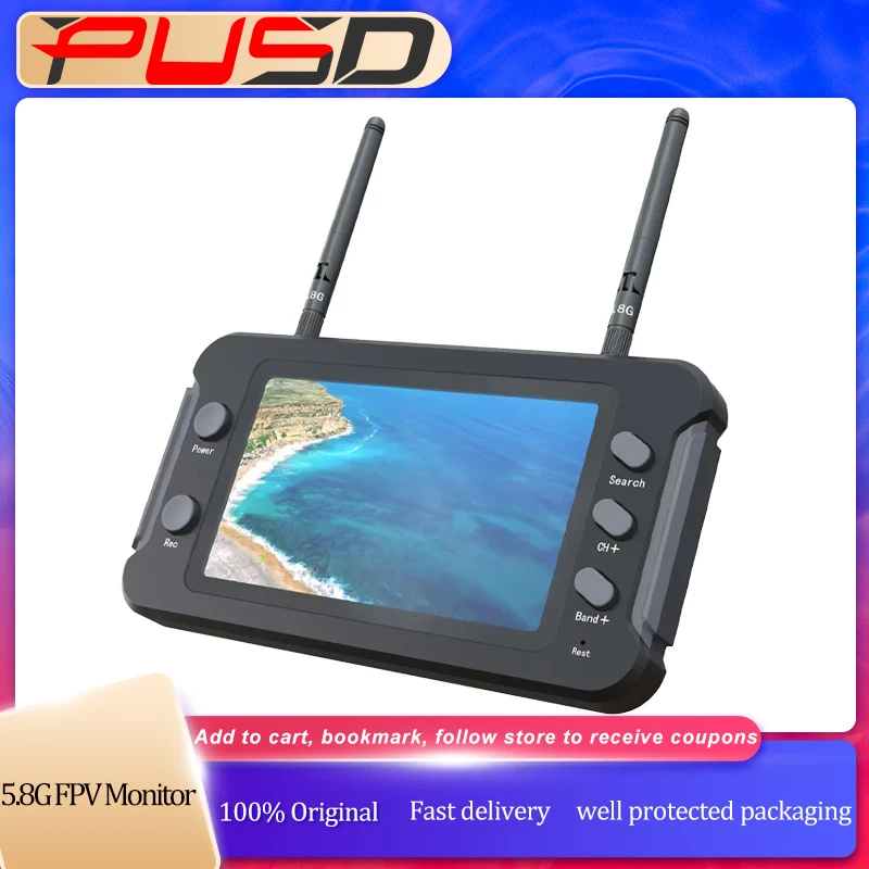 5,8G FPV Monitor mit DVR 40CH 4,3 Zoll LCD Display 16:9 NTSC/PAL Auto Suche Video Aufnahme für RC FPV Drone