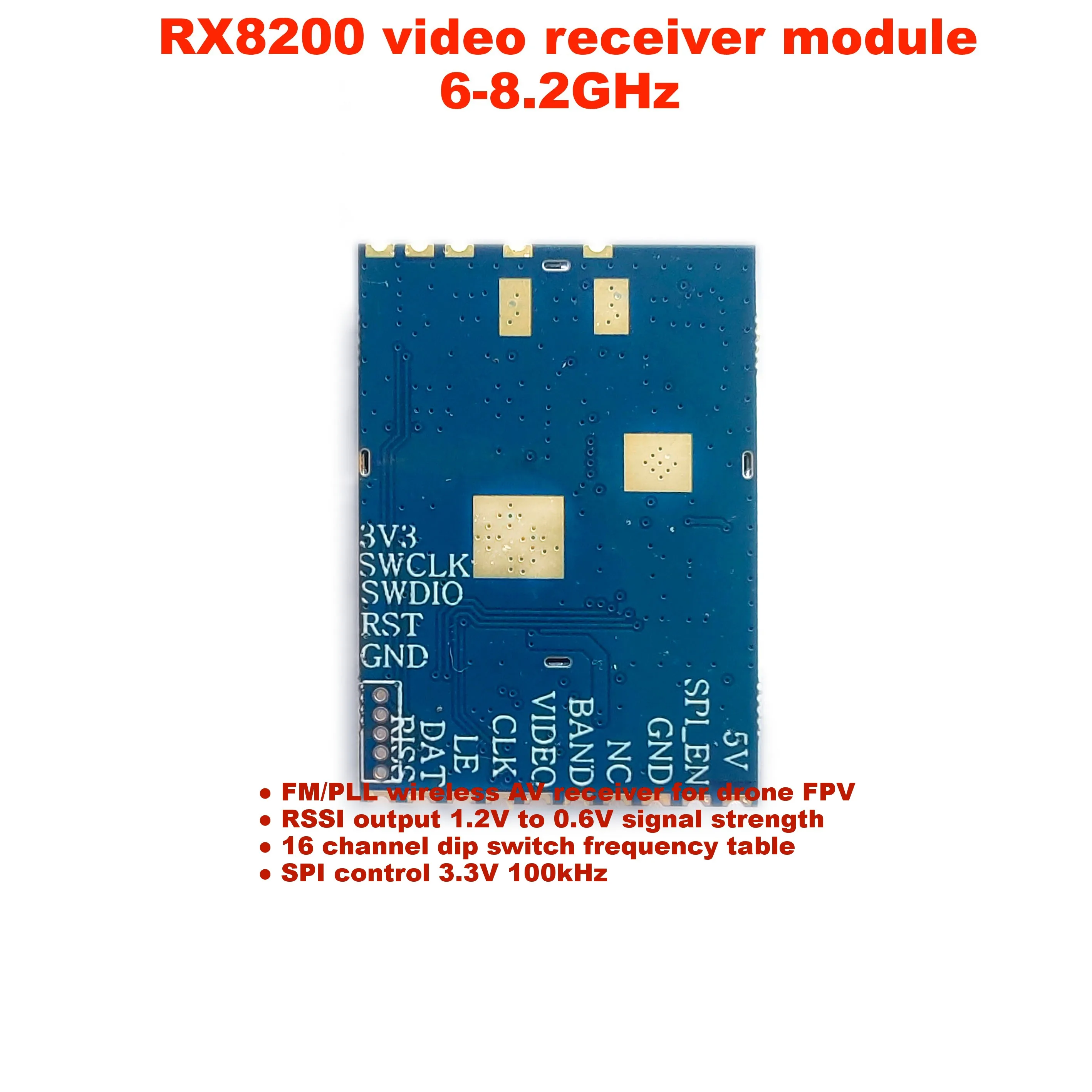 6G-8,2GHz Video-Empfängermodul RX8200 FM/PLL Drahtloser AV-Empfänger 5V 390mA RSSI-Ausgang für Drohne FPV CCTV