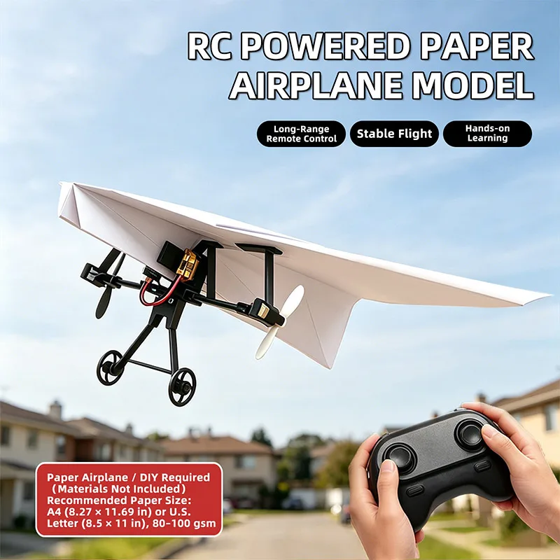 RC-betriebenes ferngesteuertes Papierflugzeug: Elektrisches DIY-Kit für faltbare, weitreichende und stabile