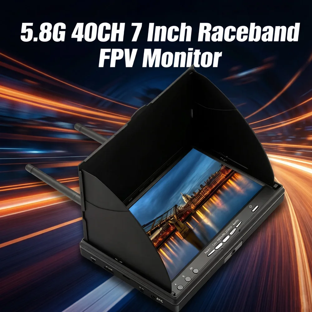 LCD5802D LCD5802S 5802 5,8G 40CH 7 Zoll Raceband FPV Monitor 800x480 mit DVR, eingebautem Akku