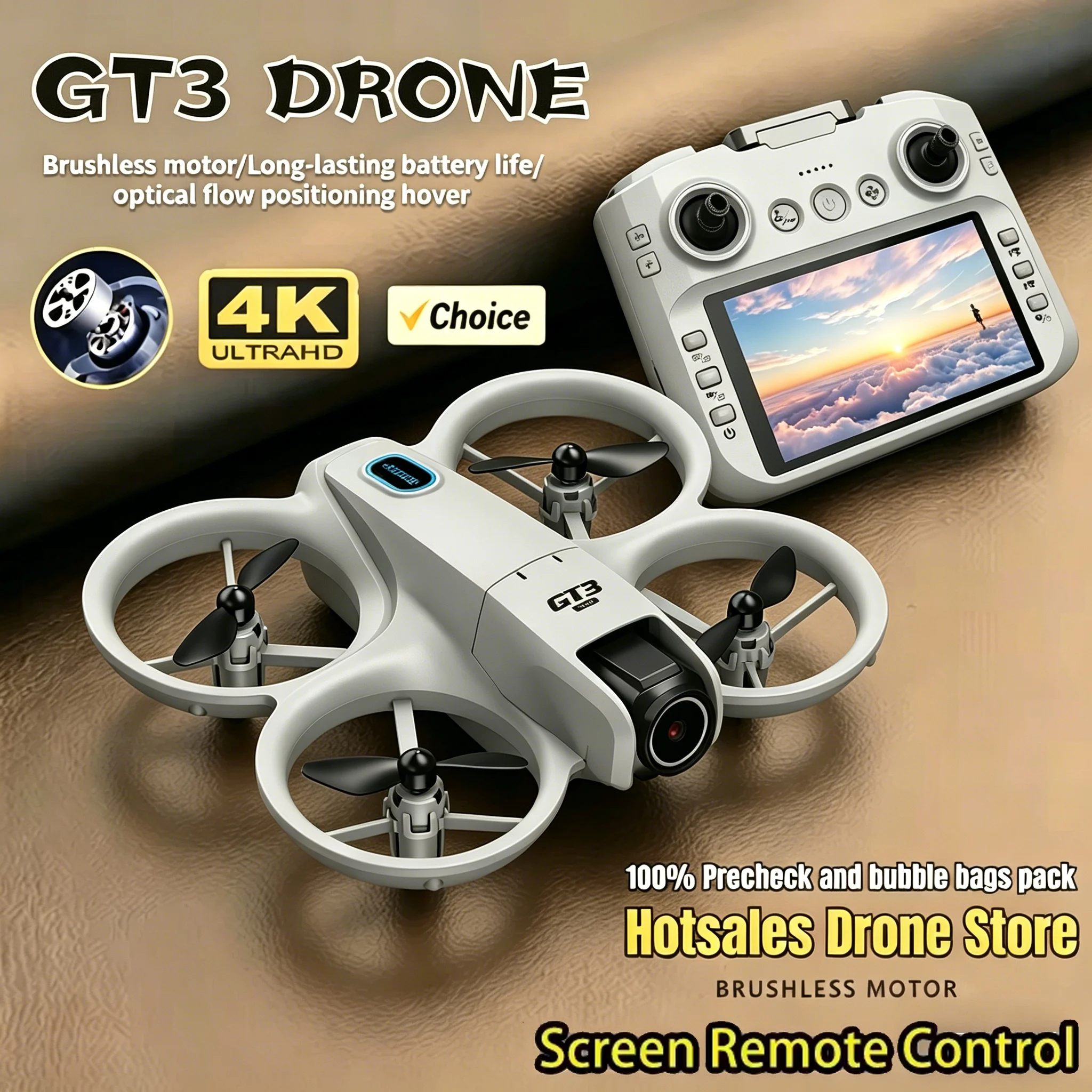 GT3 RC Mini Faltbare Drohne mit Bildschirm-Fernbedienung, 4K HD Kamera, Bürstenloser Motor, Optischer Fluss