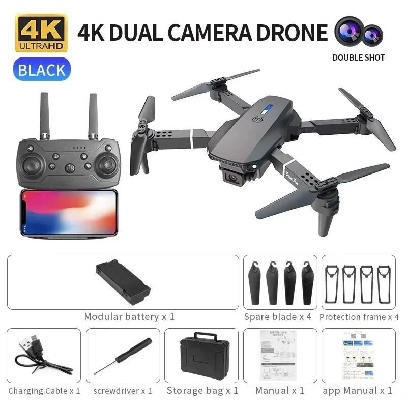 E88 Mini-RC-Drohne mit 4K-HD-Kamera, WiFi FPV, faltbarer Quadrocopter, ideal für Kinder als Spielzeug
