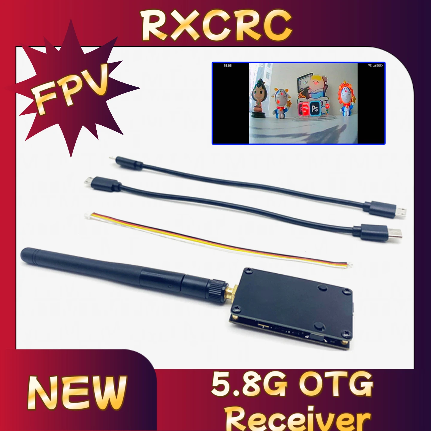 RXCRC FPV 56CH 5,8G 720*480 UVC-Empfänger OTG VR Android-Telefon Tablet Smartphone für AV-Monitor Empfänger