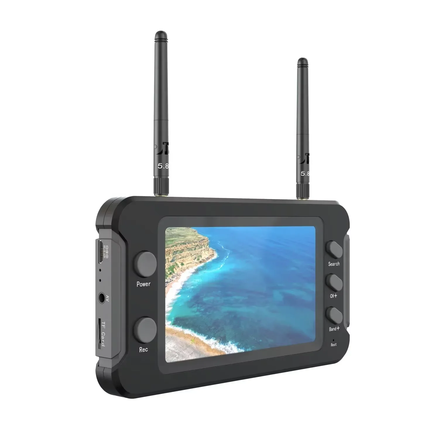 5,8G FPV Monitor mit DVR 40CH 4,3 Zoll LCD Display 16:9 NTSC/PAL Auto – Bild 3