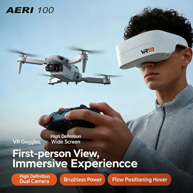 Aeri100 VR Ferngesteuerte Drohne 5G WIFI RC Drohne Quadcopter mit Hindernisvermeidung Doppelkamera FPV