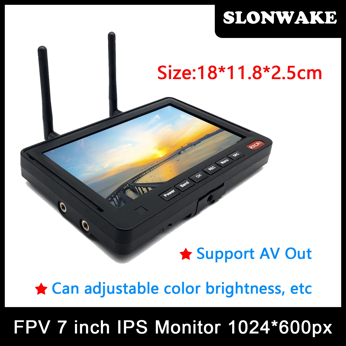 RXCR1 7" Zoll FPV-Monitor 1024*600px 600cd/m2 5,8G 56CH Diversity – Bild 3