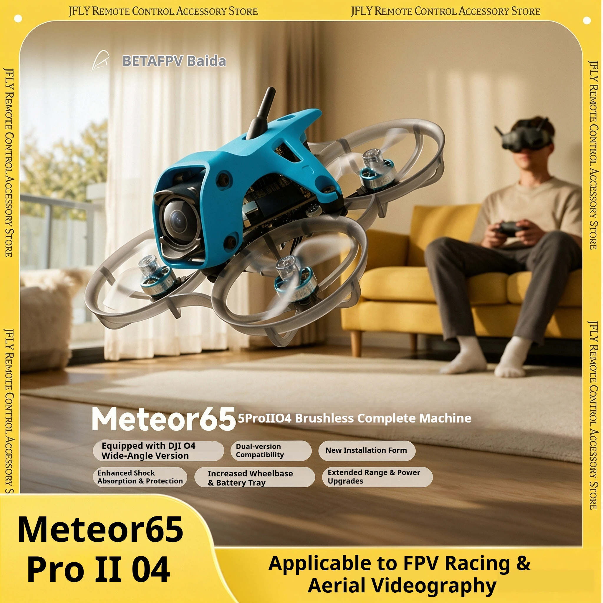 Betafpv Meteor65 Pro II FPV Whoop Racing Drohne Brushless mit O4 Weitwinkel-Digitalübertragung für Indoor