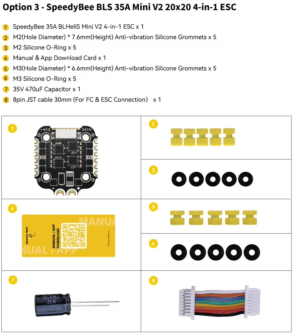 SpeedyBee F405 Mini Flugcontroller BLS 35A Mini V2 20x20 4-in-1 ESC Stack für RC FPV Racing Drohne