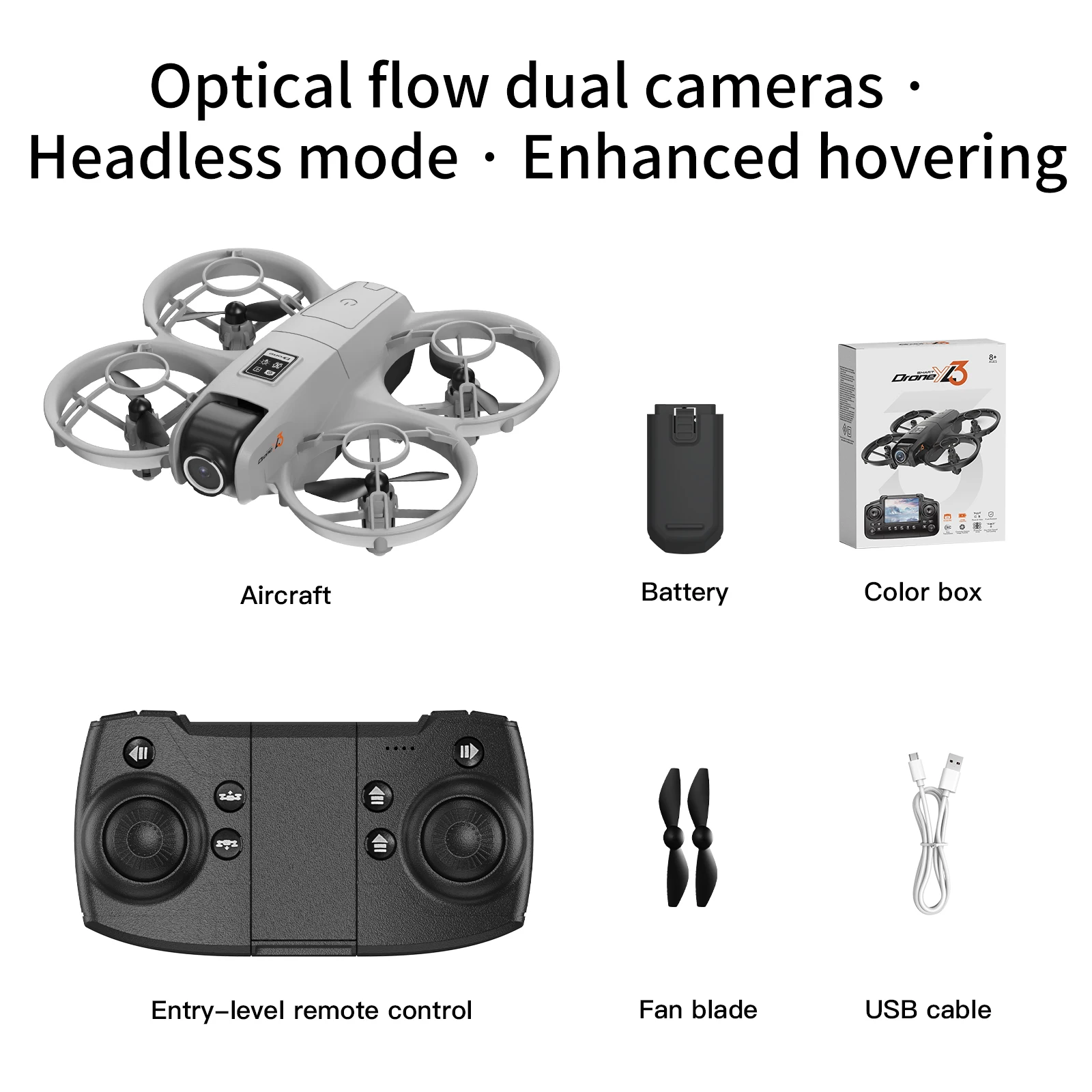 GISAEV YL3 Mini-Drohne für Kinder und Anfänger, 2,4G Bildschirmfernbedienung, Doppel-4K-HD-Kamera
