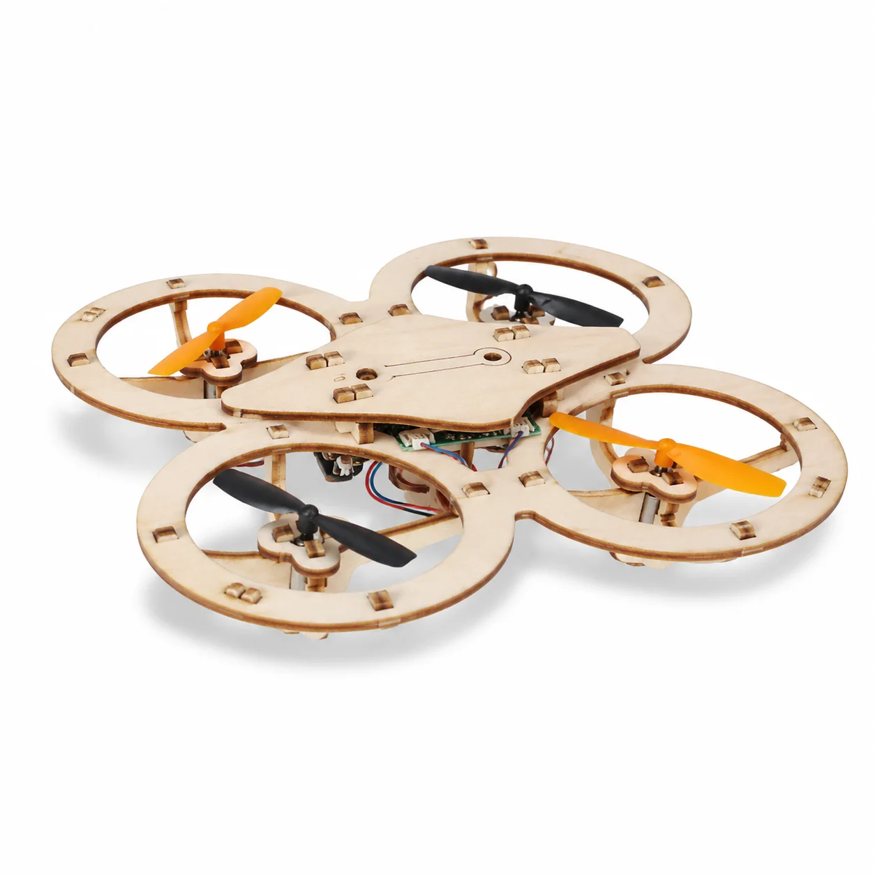 DIY Holz-Quadcopter-Drohnen-Bausatz für 14+ Jahre mit Fernbedienung, 56-teiliges STEM-Spielzeug, Höhenhaltung