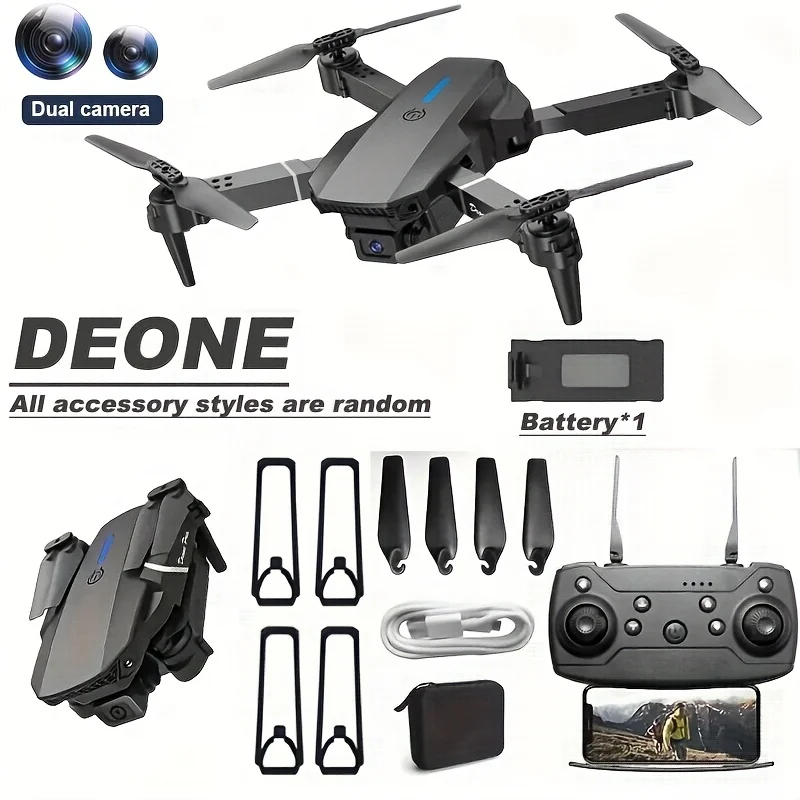 Mini-Drohne E88 mit Doppelkamera, ABS-Material, USB-wiederaufladbarer – Bild 3