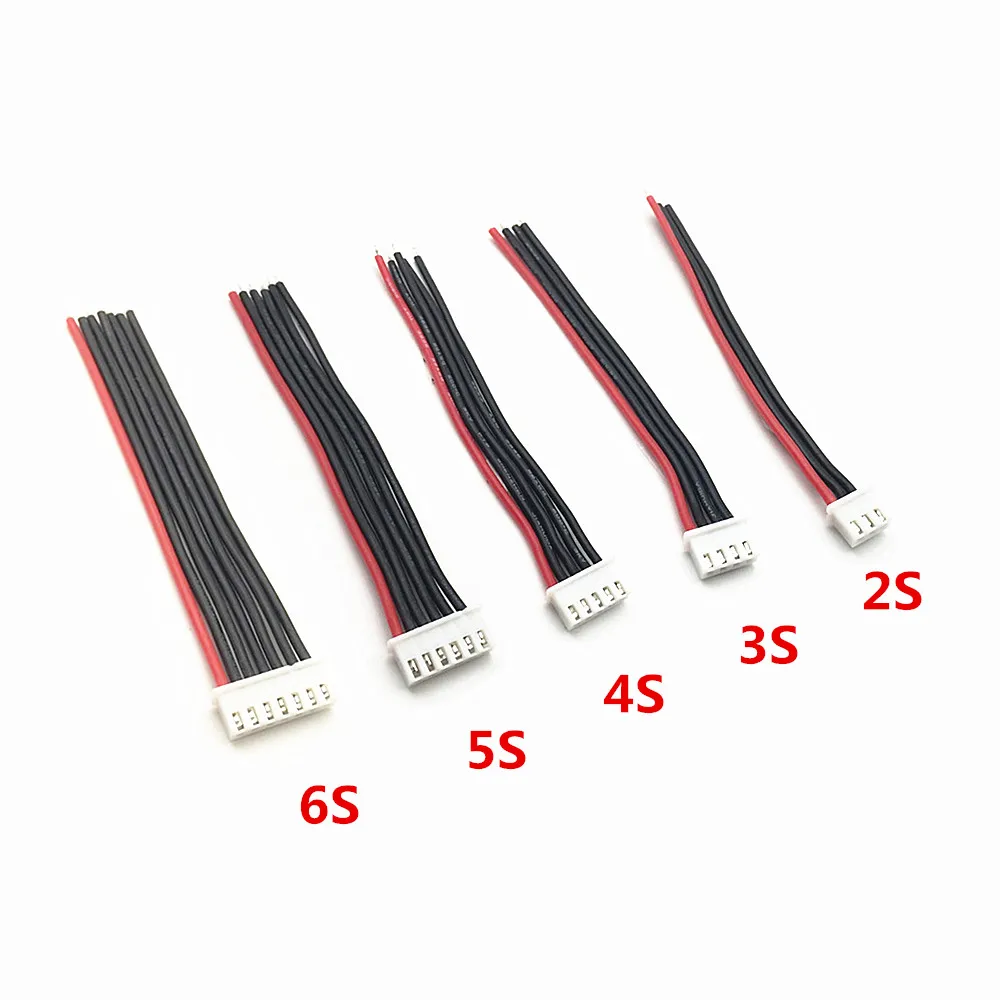 2s 3s 4s 5s 6s RC LiPo Akku Balance Ladegerät Stecker Kabel 100mm 22AWG Silikon Draht JST-XH (5 Stück)