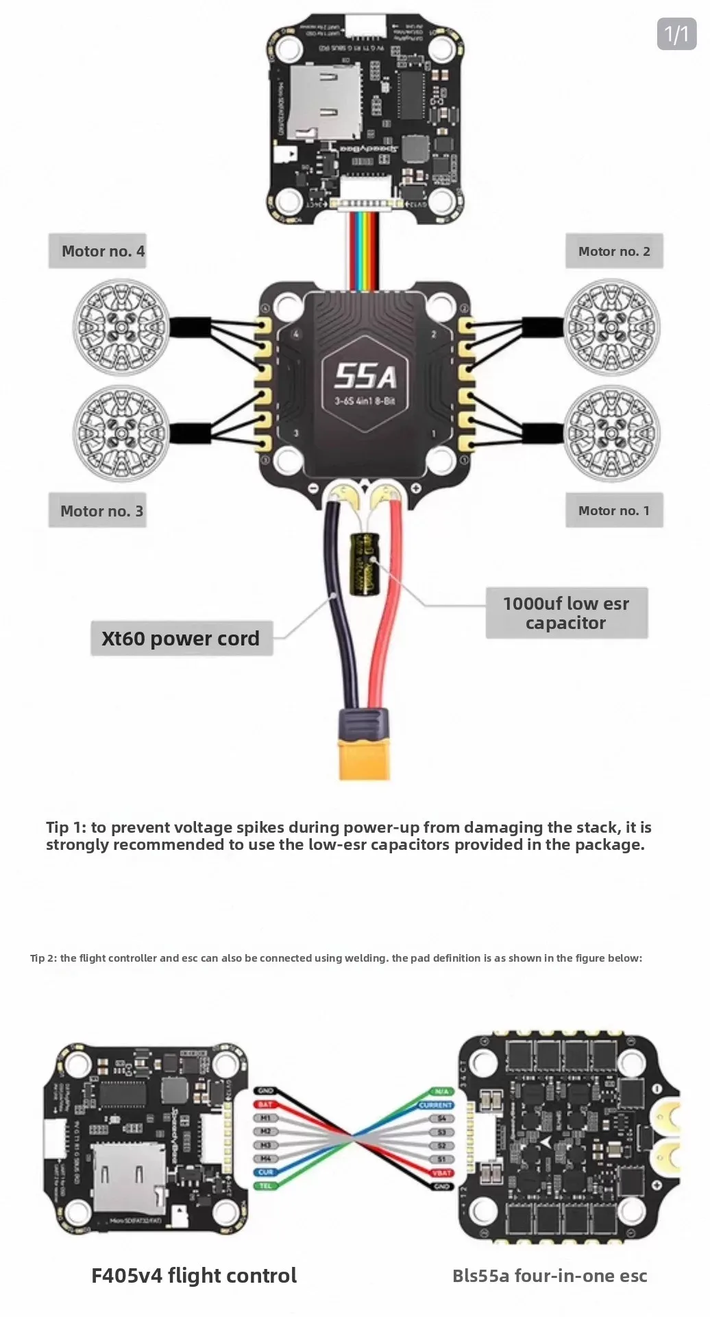 F405 V4 55A BLHeli_S 30x30 FC & ESC Stack - 4-in-1 55A ESC mit F4 – Bild 5