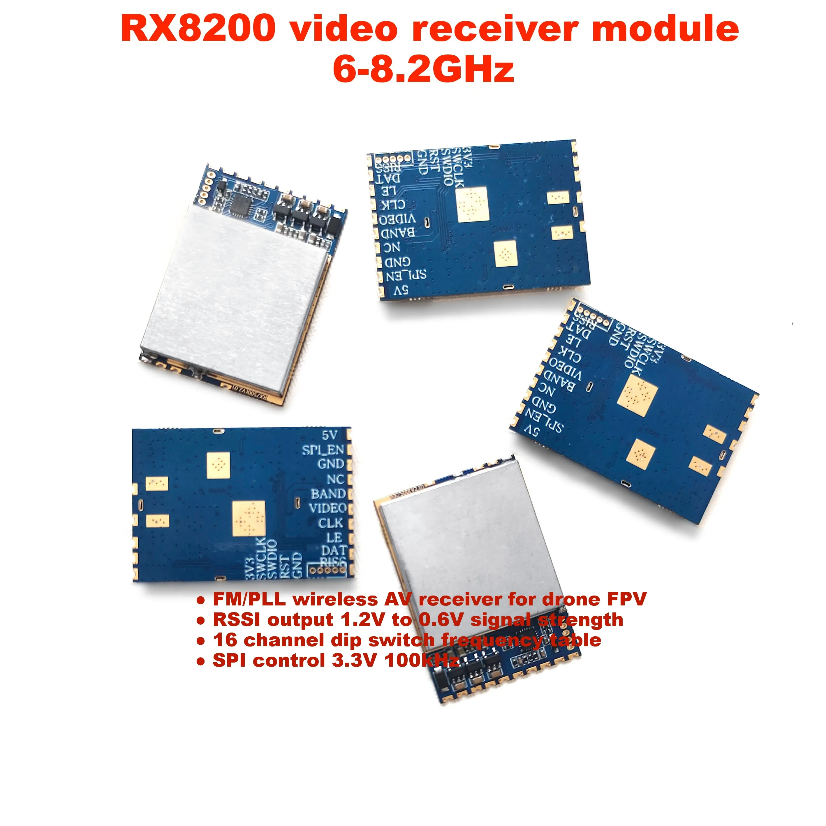 6G-8,2GHz Video-Empfängermodul RX8200 FM/PLL Drahtloser AV-Empfänger 5V 390mA RSSI-Ausgang für Drohne FPV CCTV