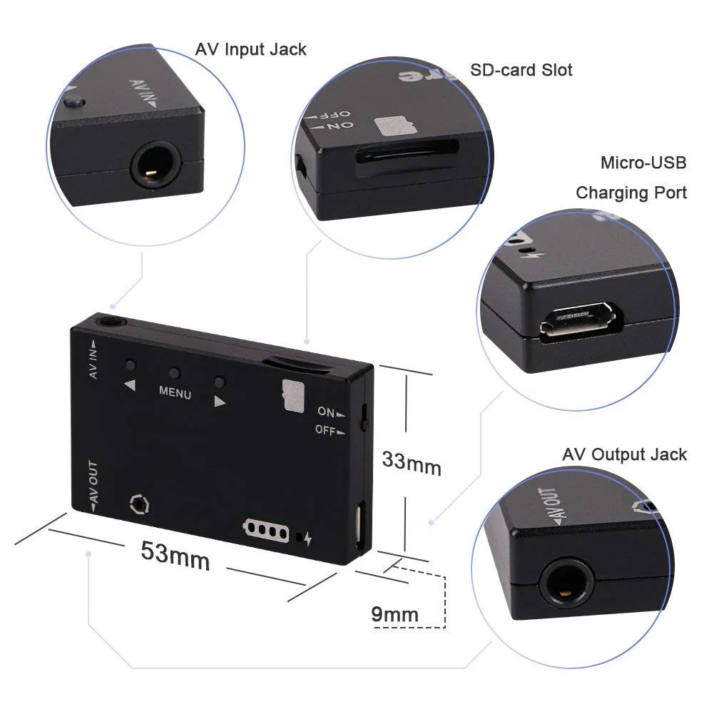 FPV-Recorder Mini FPV DVR-Modul NTSC/PAL umschaltbar Eingebauter Akku – Bild 4