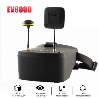 EV800D 5.8G 40CH Diversity FPV-Brille 5 Zoll 800*480 Video-Headset HD DVR für RC-Modell-Drohnen