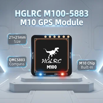 HGLRC M100-5883 M10 GPS-Modul mit Kompass Keramikantenne und Integrierten LED-Anzeigen 21×21mm für RC-Flugzeug