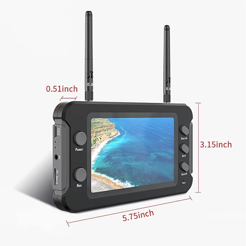 FPV-Monitor 4,3 Zoll mit DVR 5,8 GHz 40-Kanal-Empfänger 800 x 480 – Bild 4