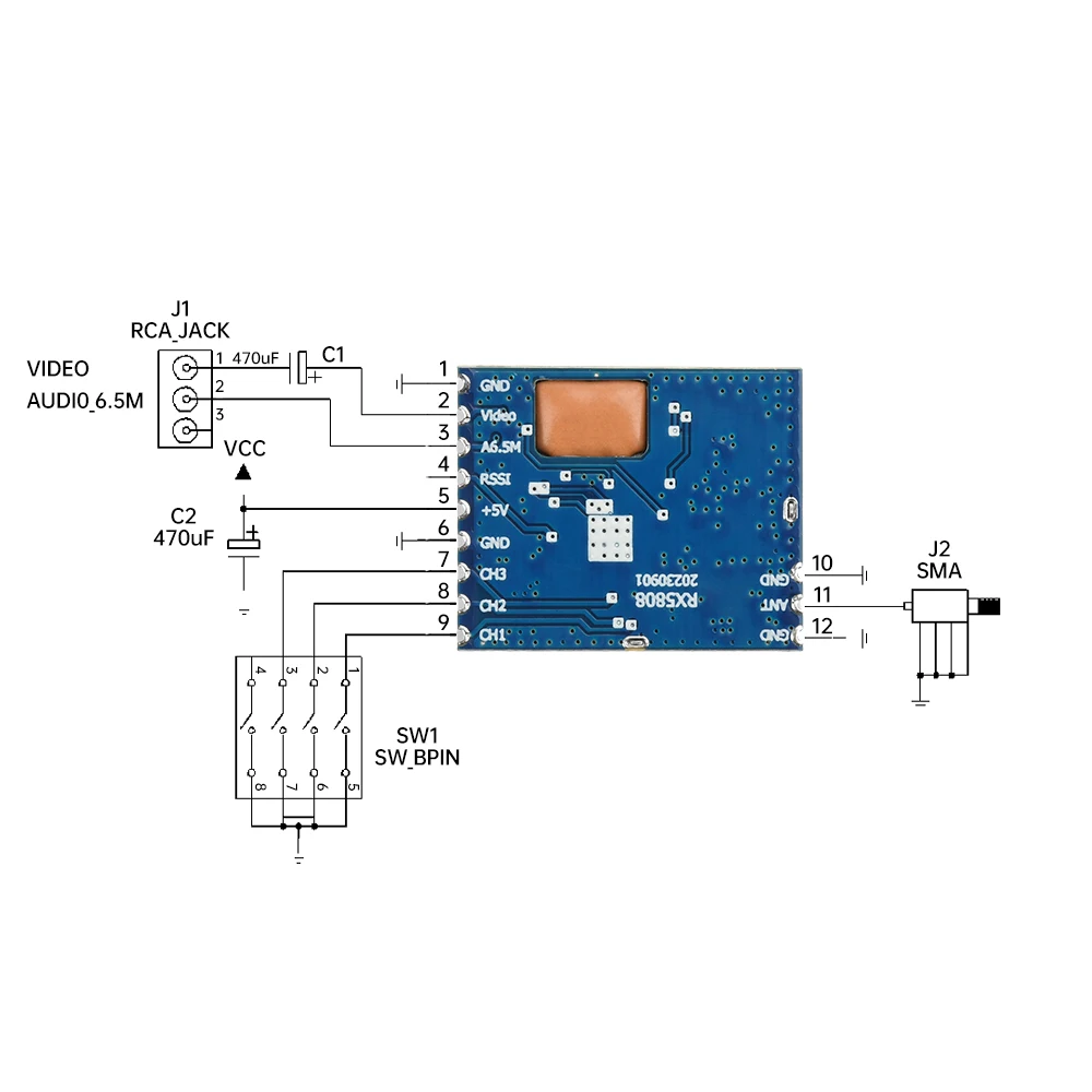 5,8G Audio Video Receiver Modul RX5808 Empfangs- und Übertragungsmodul – Bild 6