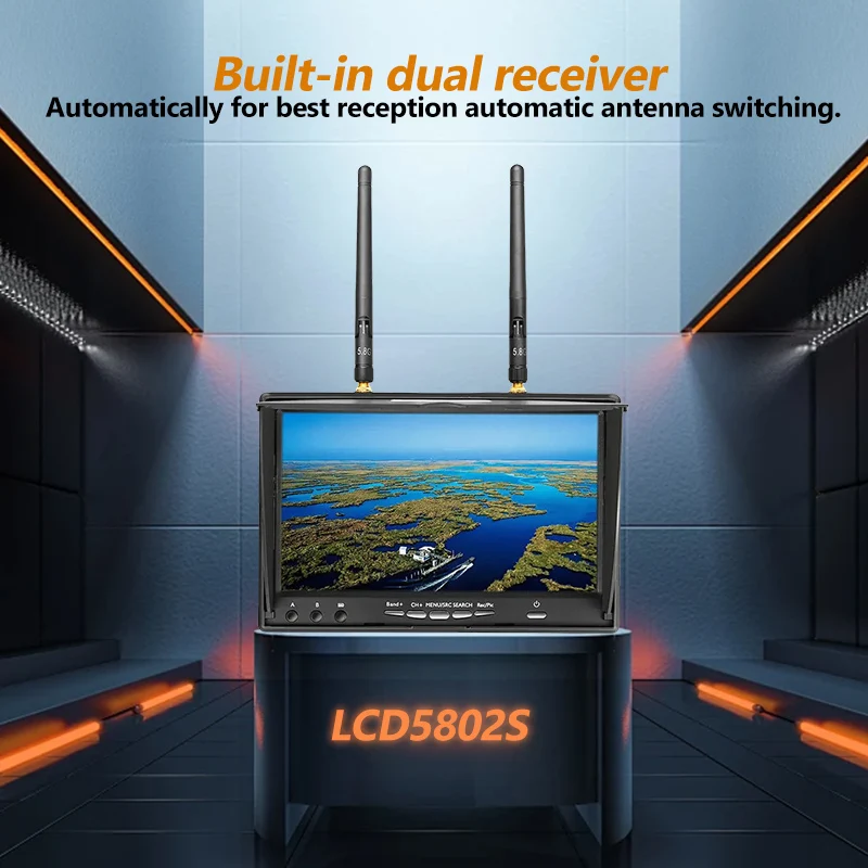 Lcd5802d lcd5802s 5,8g 40ch 7 inch race band fpv monitor eingebauter – Bild 2