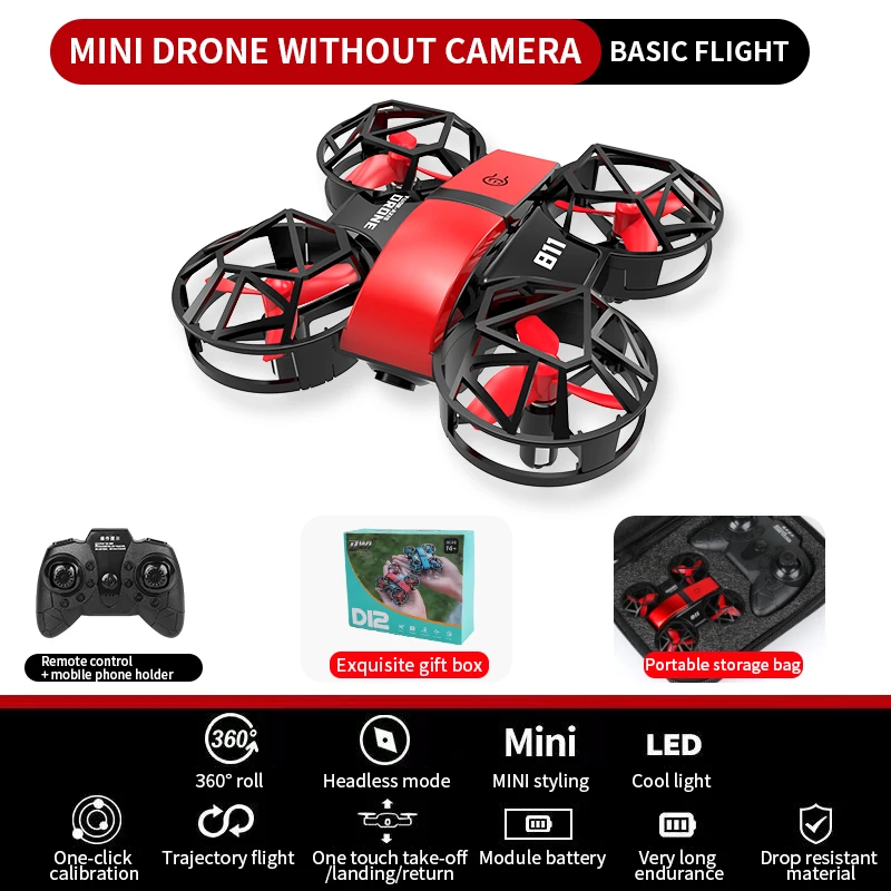 2025 DWI NEUE MINI RC Quadcopter Ferngesteuerte Drohne D12 HD Doppelkamera mit Höhenfixierung RC-Flugzeug