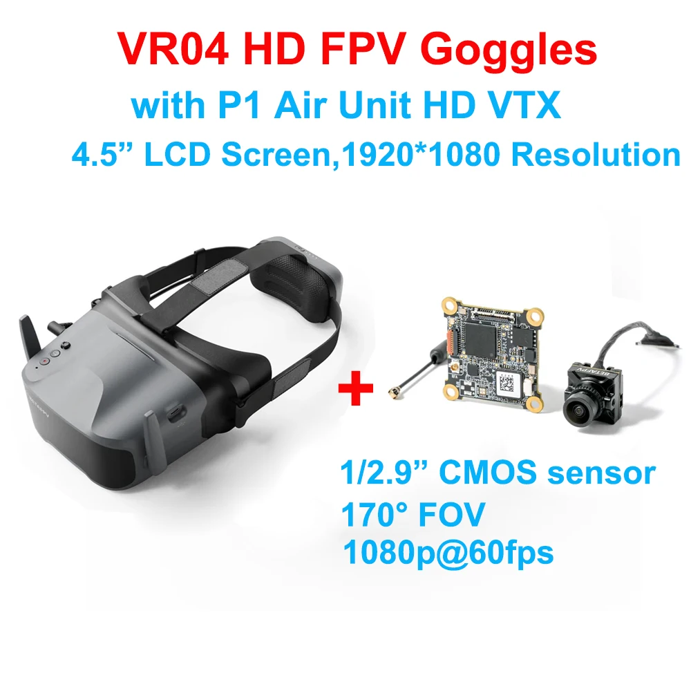 BETAFPV VR04 HD FPV-Brille 1920*1080 1080P@60fps Auflösung 4,5-Zoll-LCD-Bildschirm Kompatibel mit der P1 Air