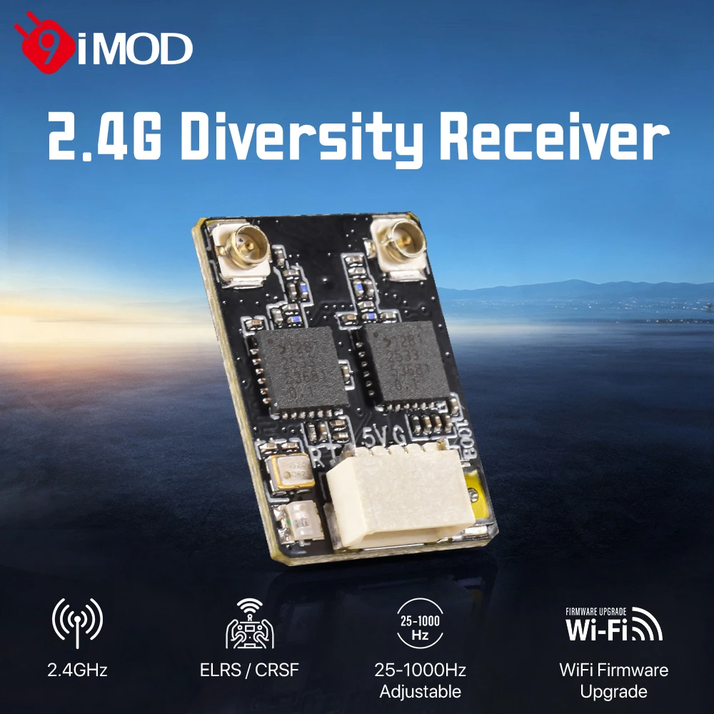 9IMOD ELRS DUAL 2.4G V2 C3 True Diversity Empfänger 25-1000Hz WiFi Firmware-Upgrade CRSF RX für FPV Racing