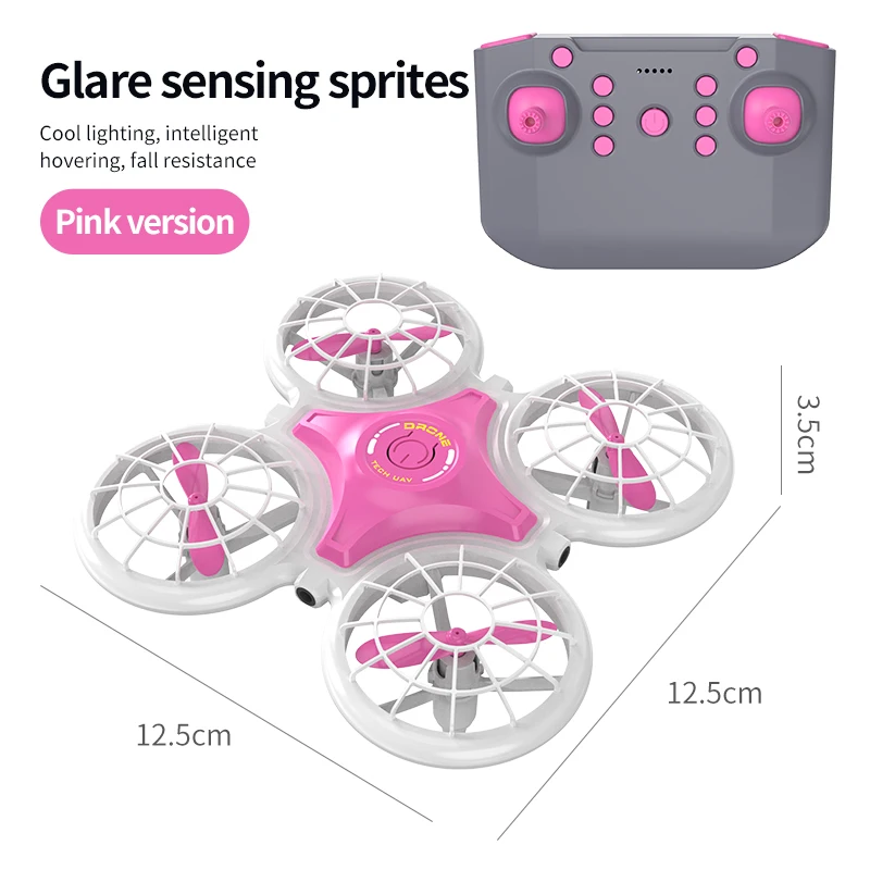RC Mini-Drohne 4CH mit Induktions-Hindernisvermeidung, LED-Licht, Fernsteuerung, Stunt-Flugmodus