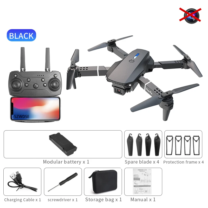 E88 Drohne mit Fernbedienung, faltbarer RC-Quadcopter, Höhenhaltung, 3D-Flip, RC-Flugzeug für Anfänger