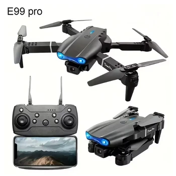 E99 PRO Drohne mit Blitzlicht Professionelle HD-Doppelkamera WLAN Hinderniserkennung RC-Helikopter