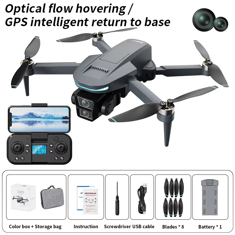 L200 MAX Lenkgetriebe 4K Professionelle HD Dual-Kamera GPS-Drohne 360 ° Hindernisvermeidendes bürstenloses